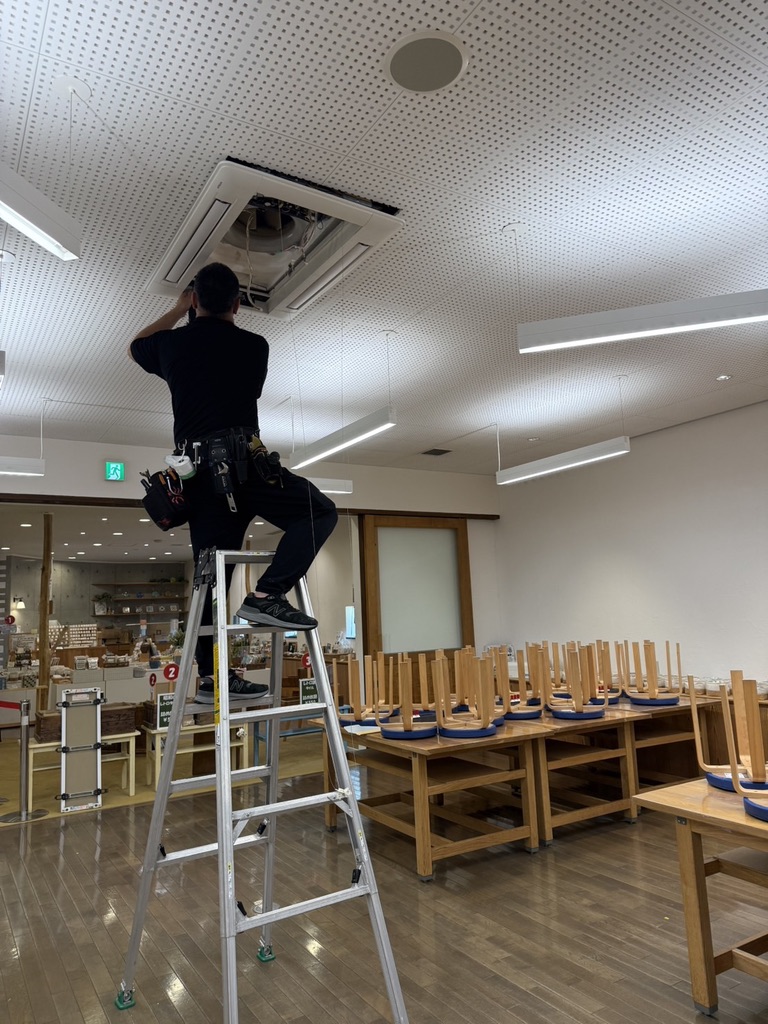 岐阜県多治見市・ミュージアム・脚立を使用した作業風景